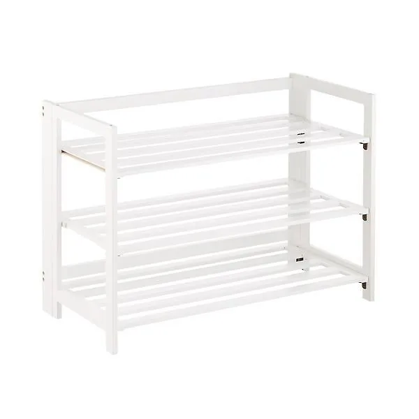 3-Tier Folding Shoe Rack White