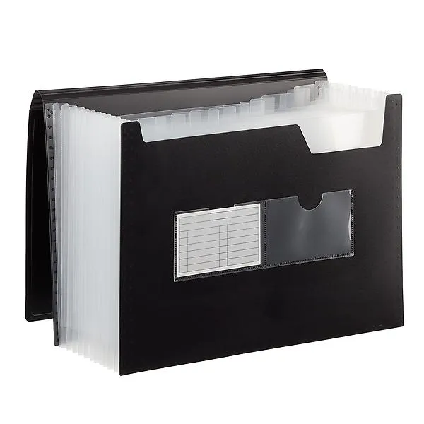 13-Pocket Accordion Letter File Black
