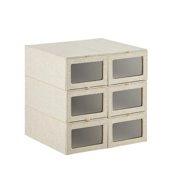 Case of 6 Cambridge Drop-Front Shoe Box Linen