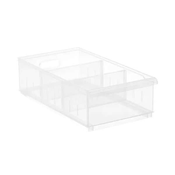Case of 6 Long Wide STAK Bin w/ Wheels Clear