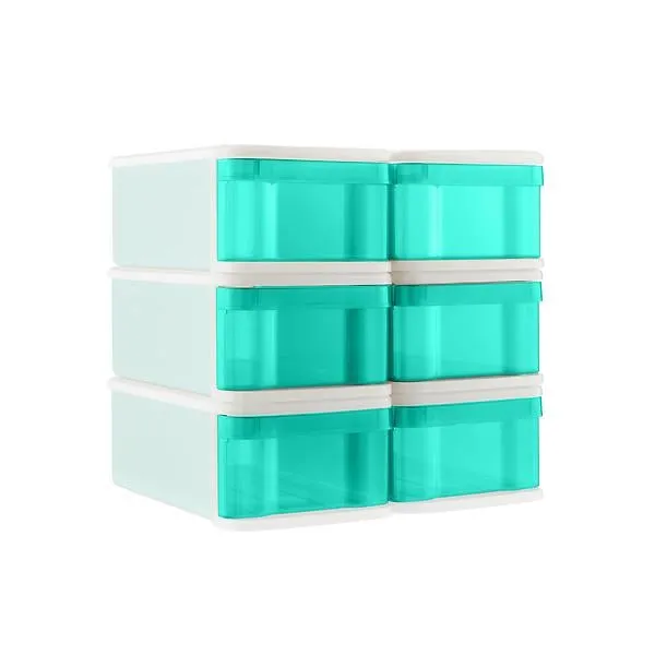 Case of 6 Small Tint Stacking Drawers Aqua