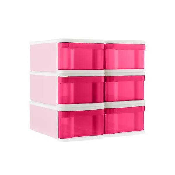 Case of 6 Small Tint Stacking Drawers Fuchsia