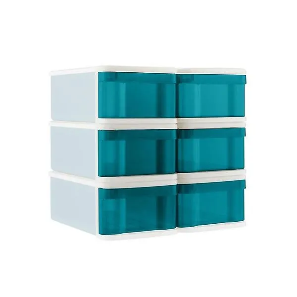 Case of 6 Small Tint Stacking Drawers Peacock