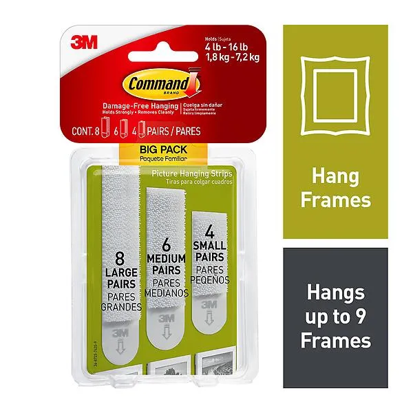 Command Assorted Picture Hanging Strips White Pkg/18