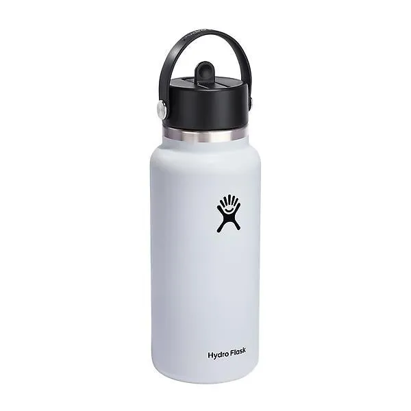 Hydro Flask 32 oz. Wide Mouth Flex Straw Cap Bottle White
