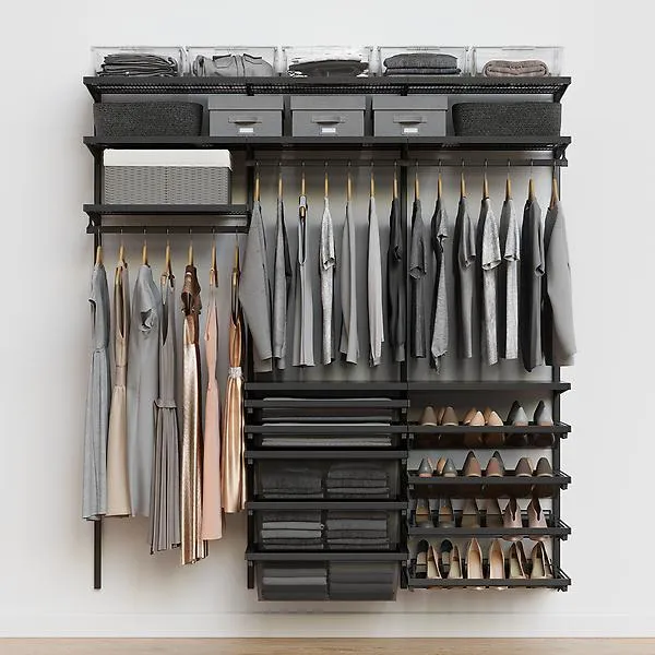 6' Reach-In Closet w/ Mesh Drawers Matte Grey & Grey