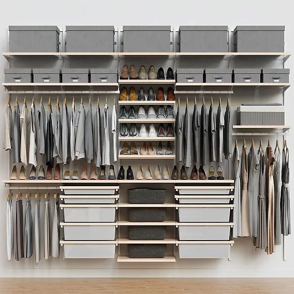 Décor+ by Elfa 10' Closet Mt White & Nat Birch