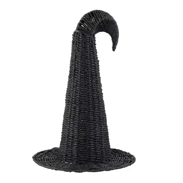 13IN Woven Witch Hat Curved Black