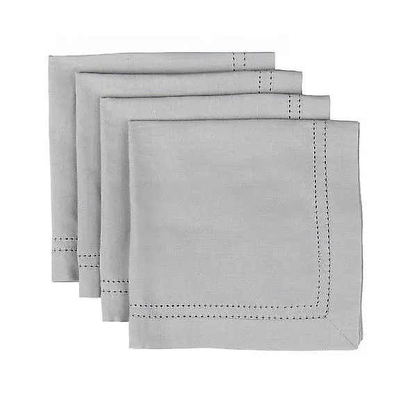 18IN NPKN HEMSTITCH GREY ST/4 Silver/Gray