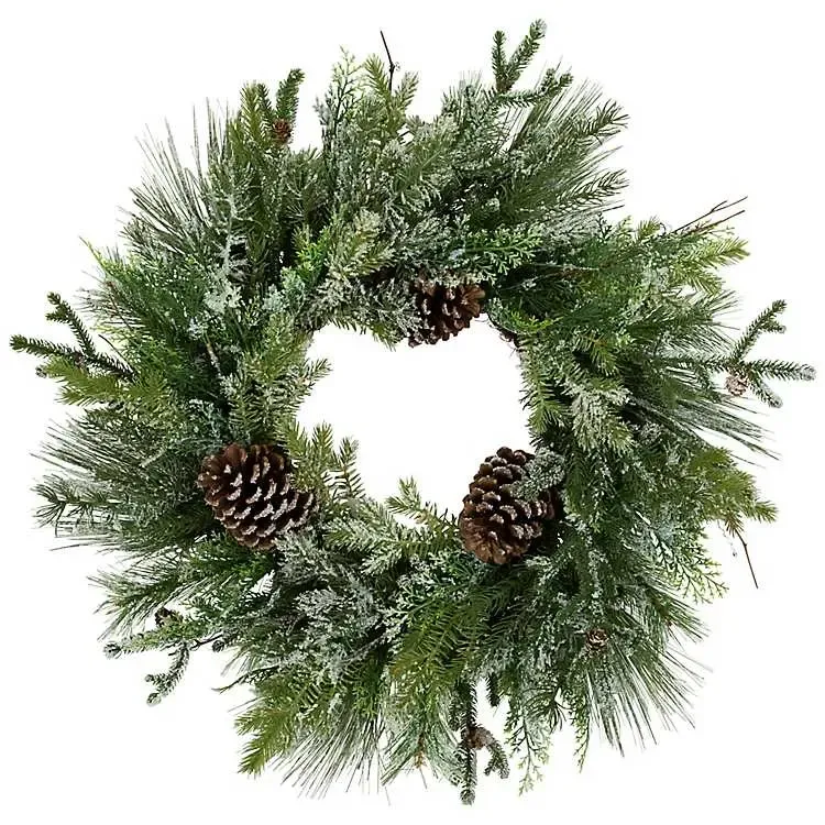 Frosted Pine and Cedar Wreath