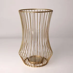 Gold Cage Hurricane Lantern