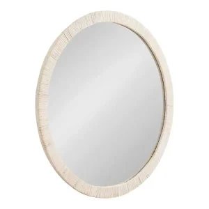 White Rattan Round Wall Mirror