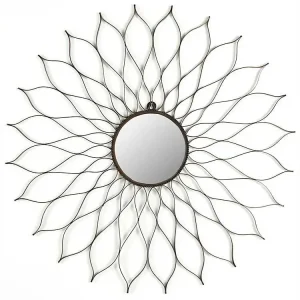 Wrought Iron Flower Petal Wall Mirror