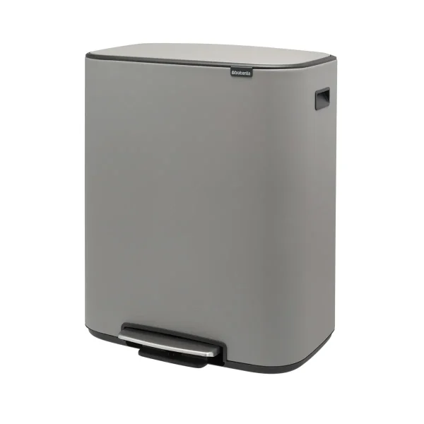 Brabantia 16 Gallon Bo Step On Trash Can Mineral Concrete Gray