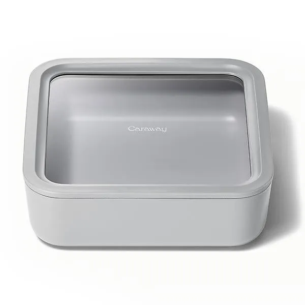 Caraway Home 10 cup Square Glass Food Container Grey