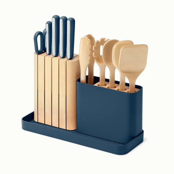 Caraway Home 14 Piece Knife and Utensil Set Navy Set of 14