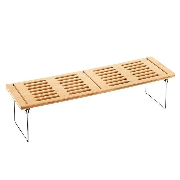 Double Narrow Stacking Shelf Bamboo