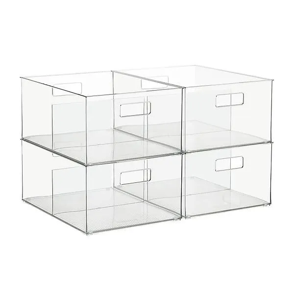 Everything Organizer Case of 4 Wide All-Purpose Divided Bins Clear