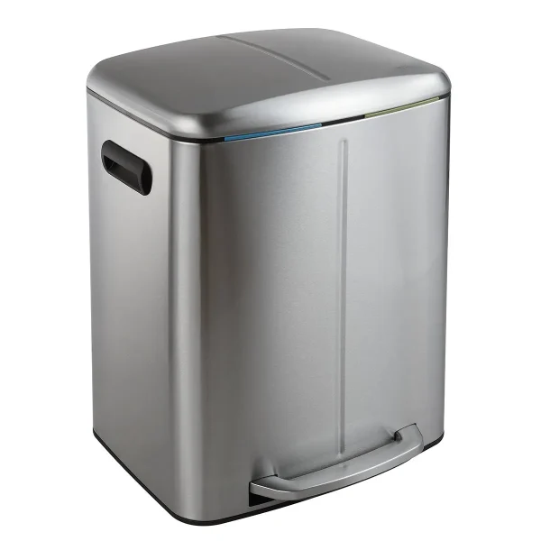 Happimess 10.6-Gallon Marco Rectangular Bucket Trash Platinum Silver