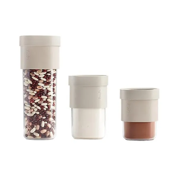 Lékué Flip Storage Food Containers Beige Set of 3