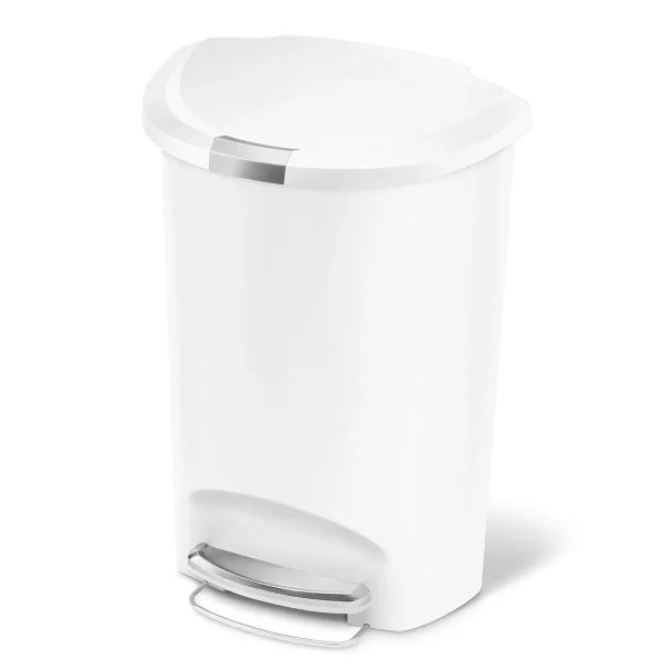 simplehuman 50L semi-round step can White