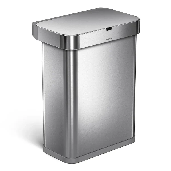 simplehuman 58 L Rectangular Sensor Trash Can White