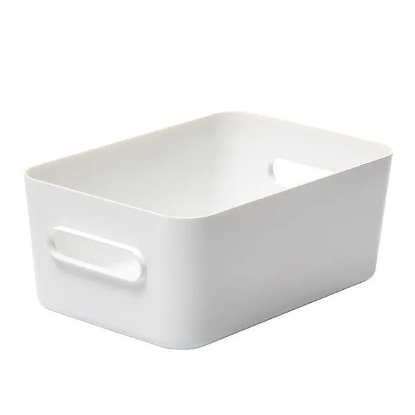 SmartStore Medium Compact Plastic Bin w/Handles White