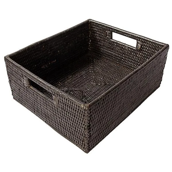Artifacts Trading Company Rattan Rectangular Basket Tudor Black
