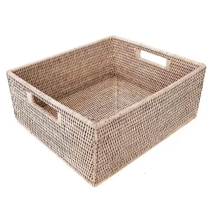 Artifacts Trading Company Rattan Rectangular Basket White Wash
