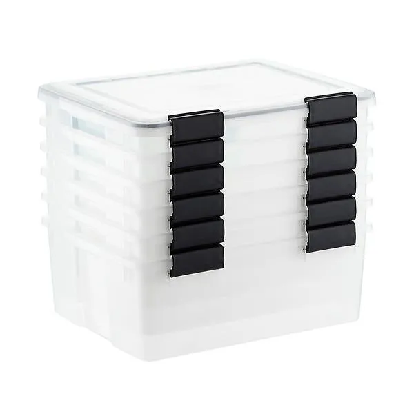 Case of 6 30 qt. Weathertight Tote Clear