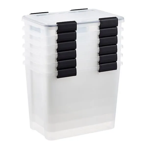 Case of 6 36 qt. Weathertight Tote Clear