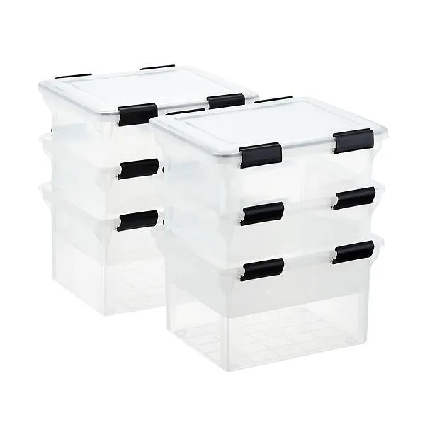 Case of 6 Weathertight File Boxes Translucent