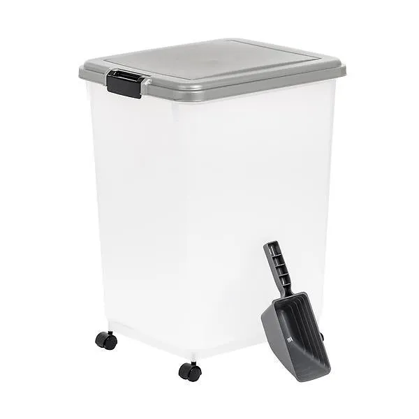 Iris 69 Quart Pet Food Container Clear/Chrome